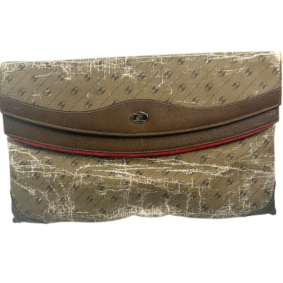 Gucci Brown and Tan Clutch with Red Accent - Picture 1 of 9